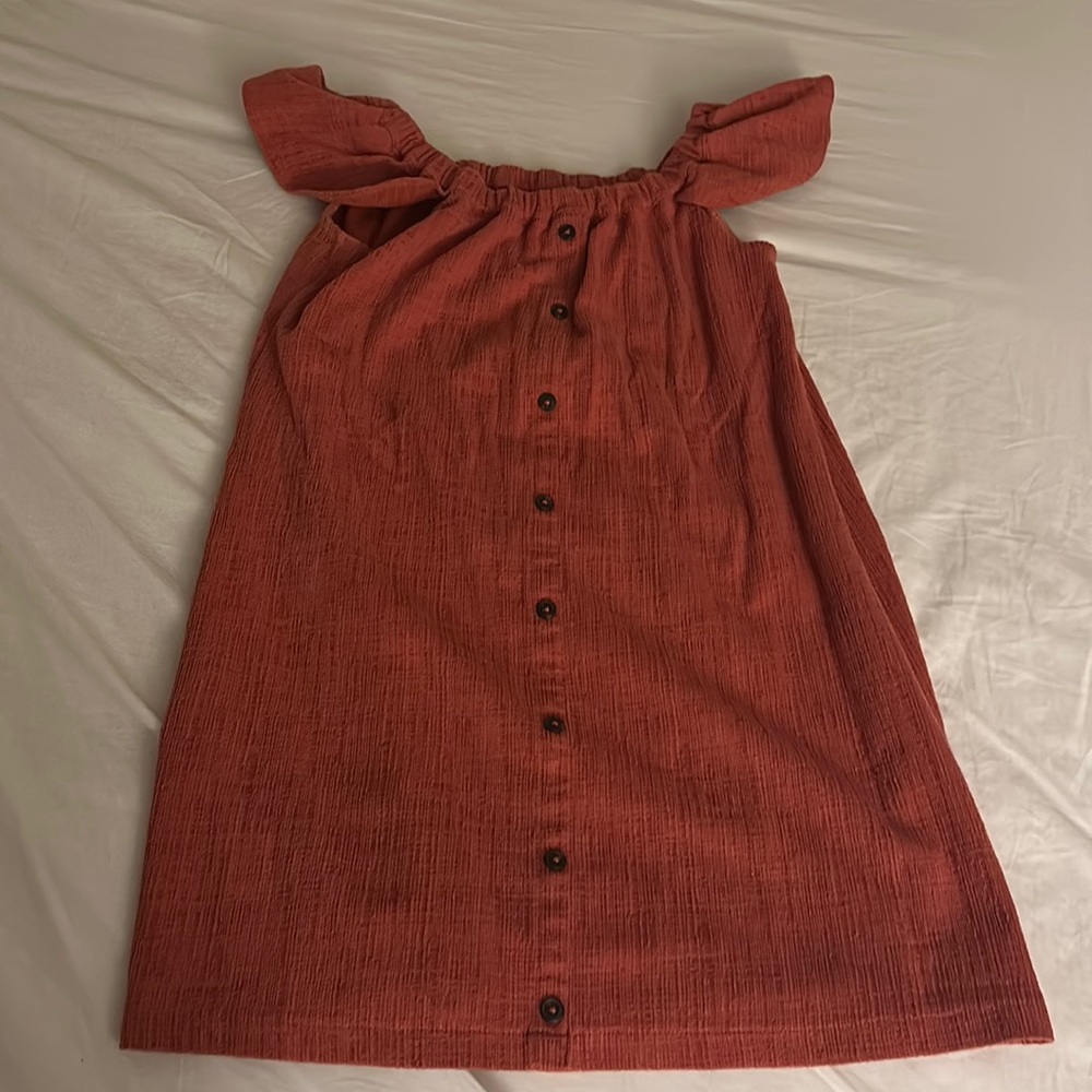 Madewell off the shoulder dress ‘burnt orange’
